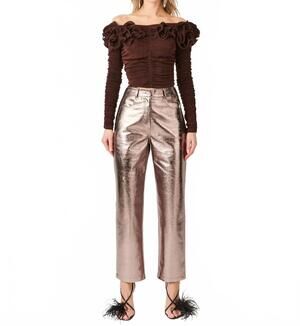 NEW AMYLYNN yasmine metallic pants in gunmetal